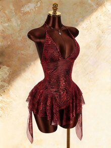 Amplova Women's Halter Neck Backless Leopard Print Jumpsuit - Multicolor - View 9