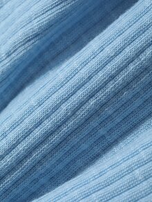 DAZY Women's Blue V-Neck Lace Camisole Patchwork Ribbed Knit Fitted Long Sleeve 2 In 1 T-Shirt Fall - Blue - View 9