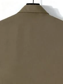 Manfinity Homme 男士拼色印花長袖襯衫 - 軍綠色 - 查看 6