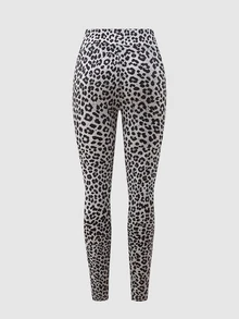 SHEIN Teen Girls Black + Leopard Print Leggings 2pcs Set, Elastic Comfortable Casual Versatile, Suitable For All Seasons - Multicolor - View 10