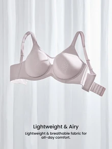 LUVLETTE Plus Woman Lingerie Full Coverage Support & Breathable Underwire Sexy Unlined  Grey Mesh No-Show Seamless Invisible Minimizer Bra - Grey - View 9