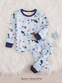 Young Boy 1 Set Fitted Casual Minimalist Cartoon Pattern Undershirt, Suitable For Autumn/Winter - Multicolor - View 3