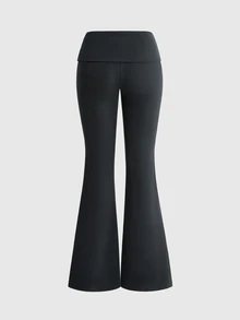 ROMWE Grunge Punk Sexy Tight-Fitting Washed Flared Waistband Flared Pants With Studs For Women - Dark Grey - View 2