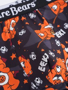 SHEIN X Care Bears Men's Letter Waistband Cartoon Print Casual Boxer Briefs - Black - View 4