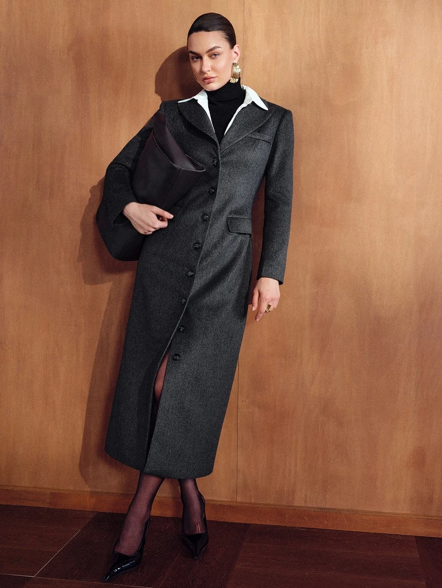 MOTF PREMIUM AUTUMN/WINTER WOMEN'S ELEGANT OVERCOAT - Grey - View 1