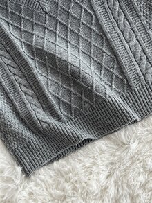 Elamini Minimalist Women's Autumn/Winter Grey Fitted Knit Vest Sweater Tank Top - Grey - View 6
