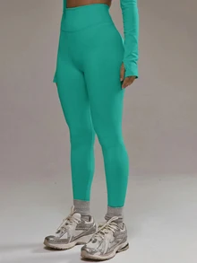 Musera Sport High Rise Seamless Leggings Bottom Only Padel Winter Activewear Sport Gym Workout - Mint Green - View 5