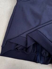 SHEIN Sweatshirt Hoodie Hamil Biru Tua Musim Gugur/Dingin 3-in-1 Multifungsi dengan Ritsleting untuk Menyusui Bahan Katun Nyaman - Biru - View 9