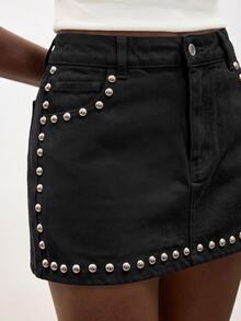 Maija Women's Fitted Skirt With Pockets - Black - View 7