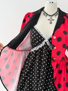 Sunspun Plus Size Women Polka Dot Casual Daily Long Sleeve Jacket - Multicolor - View 8