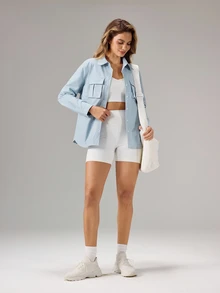 OutZeal Women Outdoor Shirt Casual Workout Natural Soft Back Mesh Panel Workwear Overshirt - Baby Blue - View 8
