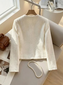 GlowEve Double Breasted Flap Detail Jacket - White - View 2