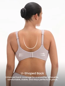 LUVLETTE Plus Woman Lingerie Full Coverage Support & Breathable Underwire Sexy Unlined  Grey Mesh No-Show Seamless Invisible Minimizer Bra - Grey - View 4