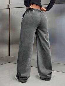 SHEIN Tall 女款彈性腰休閒日常牛仔褲 - 灰色 - 查看 3