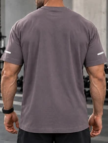 Gym Rark 男士素色圓領圖案印花休閒日常百搭寬鬆運動T恤 - 紫色 - 查看 2