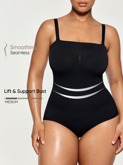 SHAPORA Body gainant sans couture grande taille pour femme, enveloppant la poitrine, amincissant la taille et l'abdomen, soutien-gorge sans bretelles avec bretelles amovibles et gousset pratique