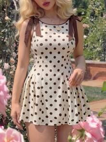 SHEIN CURVE+ ชุดเดรสลำลองสำหรับปาร์ตี้ฤดูร้อนลายจุดพลีทสำหรับผู้หญิงไซส์ใหญ่ - มัลติคัลเลอร์ - ดู 7
