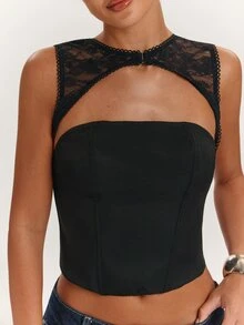 SHEIN BAE Women's Sexy Elegant Cutout Neckline Backless Twist Design Top - Black - View 5