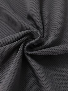 GlowEve Kaos Lengan Panjang Kerah Persegi dengan Hiasan Pita dan Renda - Dark Grey - View 4