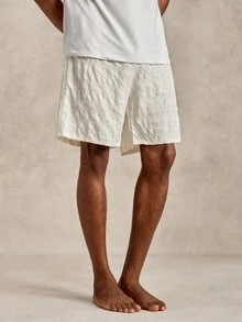 EverLounge Men Letter Patched Loungewear Shorts - White - View 5