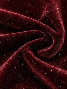 Franclia Plus Size Burgundy Velvet Glitter High Waist Slim Fit Bodycon Asymmetrical Ruffle Fishtail Evening Skirt - Burgundy - View 5