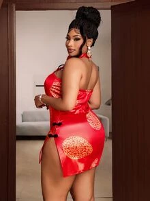 Maweii Plus Size Women Sexy Red Short Sexy Fitted Dress - Red - View 2