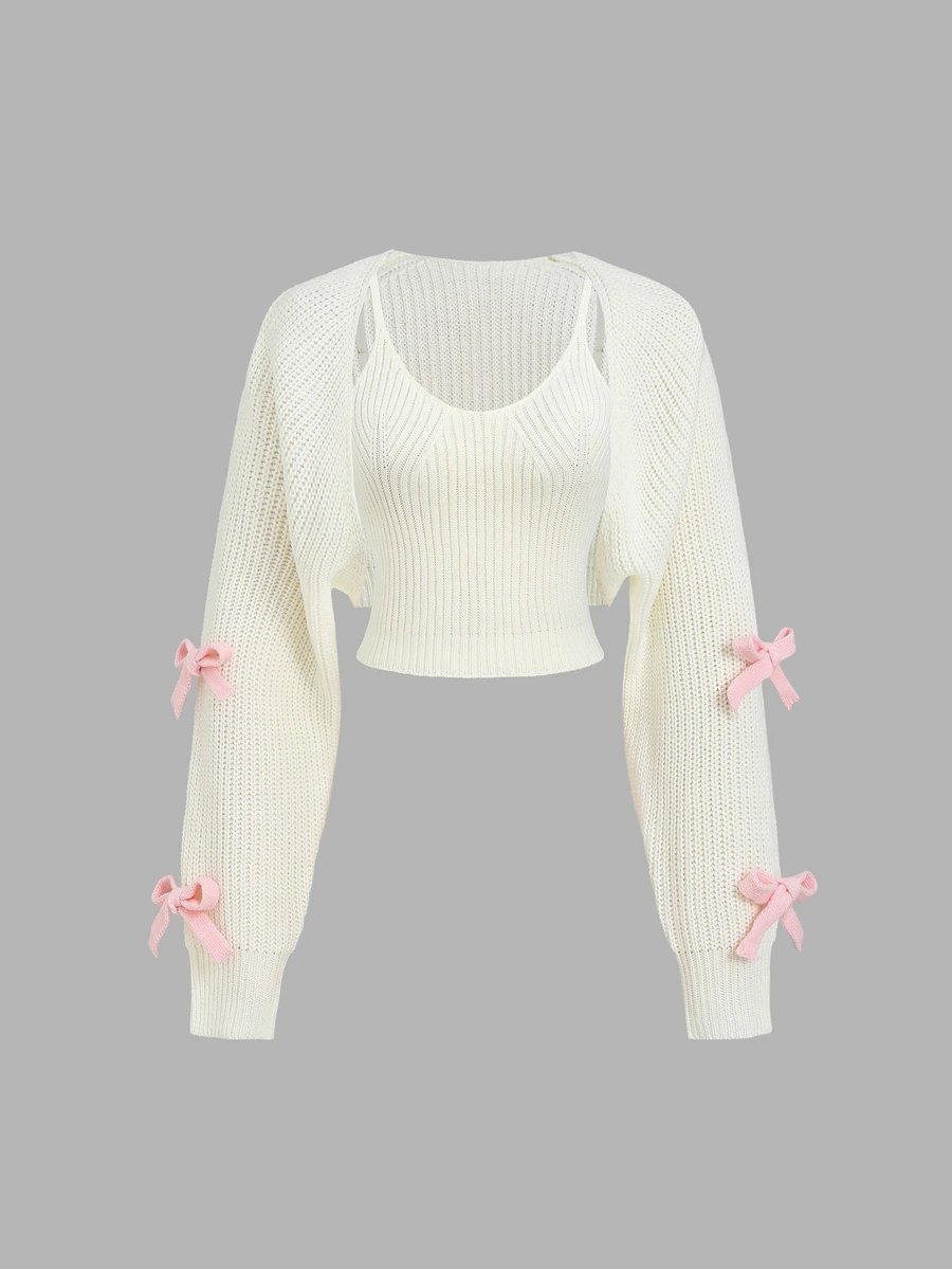 FavEase 2PCS Women Sweater Co-Ords - White - View 1