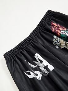 SHEIN 青少年男孩卡通印花連帽衛衣與寬鬆長褲套裝 - 彩色 - 查看 4