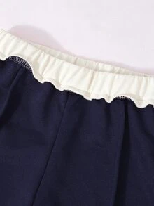 SHEIN 冬季服飾套裝，適合前青春期女孩，秋季服飾，聖誕服飾，學生校園風，白色海軍藍運動可愛款 - 彩色 - 查看 7