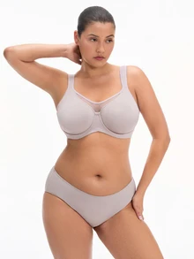 LUVLETTE Plus Woman Lingerie Full Coverage Support & Breathable Underwire Sexy Unlined  Grey Mesh No-Show Seamless Invisible Minimizer Bra - Grey - View 10