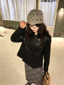 DAZY Jaket Wanita Warna Polos Lengan Panjang, Musim Gugur/Dingin - Hitam - View 6