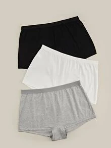 Bralution Plus Size Women Solid Color Elastic Waist Casual Panties - Multicolor - View 3