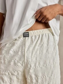 EverLounge Men Letter Patched Loungewear Shorts - White - View 7