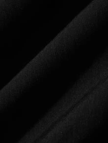 DAZY Contrast Striped Loose Cinched Waist Zipper Long Casual Streetwear Everyday Spring Autumn Maternity Dress - Black - View 6