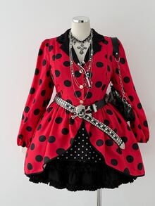 Sunspun Plus Size Women Polka Dot Casual Daily Long Sleeve Jacket - Multicolor - View 5