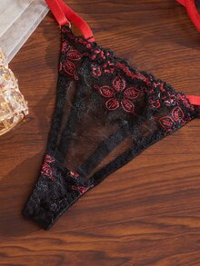 Divavoom 浪漫刺繡女款性感內衣與丁字褲套裝，2件組 - 彩色 - 查看 9