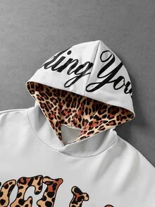 ROMWE MEN Men's Leopard Print Graphic Streetwear Pullover Pullover Sweatshirt Set - Grey - View 4