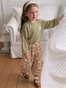 DAZY 2pcs/Set Young Girl Ditsy Floral Elastic Waist Tapered Pants - Multicolor - View 6