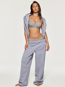 SHAPORA 1pc Half Cup Cotton Comfortable Bra - Grey - View 6