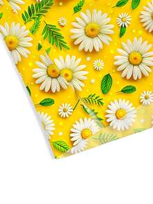 PopScrub Yellow Plus Size V-Neck Short Sleeve Double Pocket Cute Daisy Floral Print Design Nurse, Lab, Doctor Work Uniform, Multi-Pocket Functional Holiday Outfit, Plus Size Daisy Women's Top, Cute - Yellow - View 6