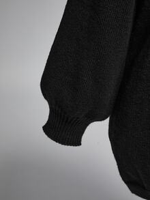 ROMWE Vintage Dark Gothic Forest Snake Moon Pattern Embroidered Plus Size Sweater Cardigan Autumn Winter New Style - Black - View 6