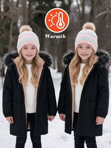 Jaket Musim Gugur Anak Perempuan Remaja Warna Polos Lengan Panjang dengan Resleting dan Lapisan Termal, Dilengkapi Tudung, - Khaki - View 10