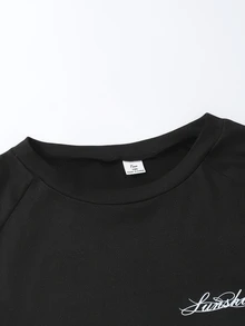 Boys Letter Camo Print Long Sleeve T-Shirt Suitable For Daily Casual Outdoor Activities Spring And Autumn - Black - View 5
