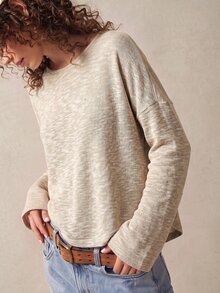 Bohemela Women's French Fashion Lace Patchwork Long Sleeve T-Shirt - Apricot - View 8