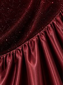 Franclia Plus Size Burgundy Velvet Glitter High Waist Slim Fit Bodycon Asymmetrical Ruffle Fishtail Evening Skirt - Burgundy - View 4