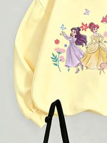 SHEIN 女童 2 件組秋季套裝 公主卡通印花圓領衛衣與花卉鹿紋緊身褲，甜美休閒秋季穿搭 - 彩色 - 查看 5