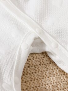 SHEIN 新生兒秋冬款熊貼布裝飾連身衣 可愛休閒 親膚材質 適合日常穿著 - 白色 - 查看 8