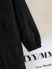 Jaket Musim Gugur Anak Perempuan Remaja Warna Polos Lengan Panjang dengan Resleting dan Lapisan Termal, Dilengkapi Tudung, - Khaki - View 6