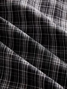 AXEPEAK Men's Plaid Single-Breasted Embroidered Vintage Shirt - Black - View 4