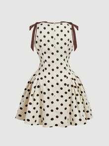 SHEIN CURVE+ ชุดเดรสลำลองสำหรับปาร์ตี้ฤดูร้อนลายจุดพลีทสำหรับผู้หญิงไซส์ใหญ่ - มัลติคัลเลอร์ - ดู 3